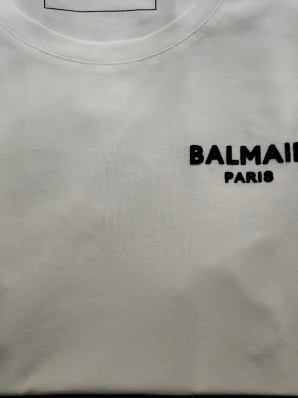 T Shirt Balmain Spring/Summer Cotton Flocking Small Letter Short Sleeve T-shirt for Men and Women