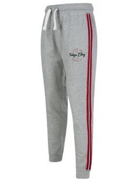 Taper Cuffed Joggers with Tape Detail in Light Grey Marl - Tokyo Laundry