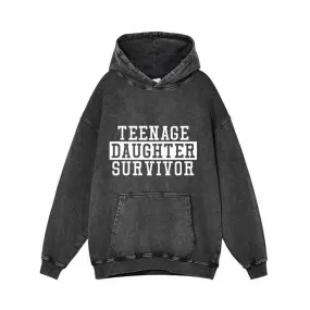 Teenage Daughter Survivor Vintage Washed Hoodie