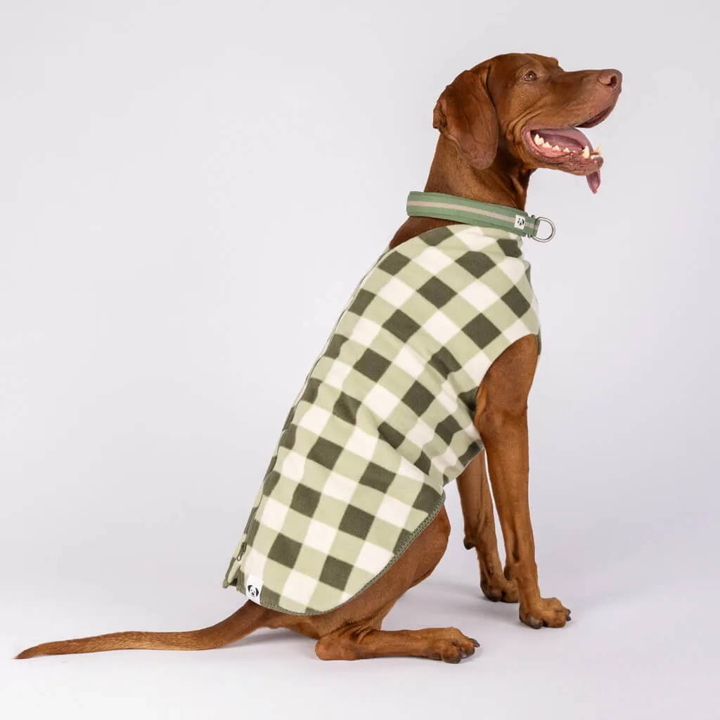 The Floofy Fleece Dog Coat | Green Gingham