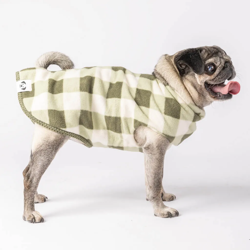 The Floofy Fleece Dog Coat | Green Gingham