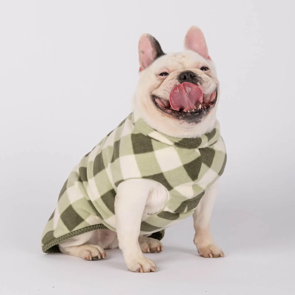 The Floofy Fleece Dog Coat | Green Gingham