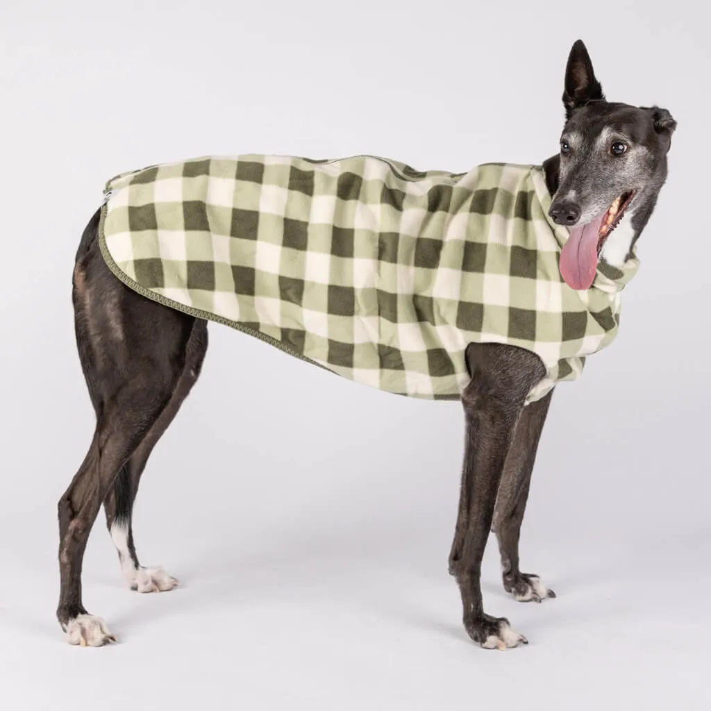 The Floofy Fleece Dog Coat | Green Gingham