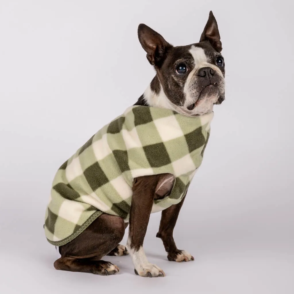 The Floofy Fleece Dog Coat | Green Gingham