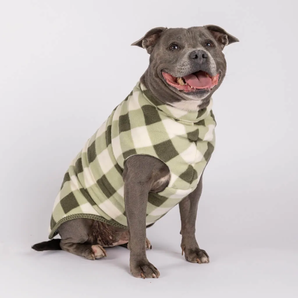 The Floofy Fleece Dog Coat | Green Gingham