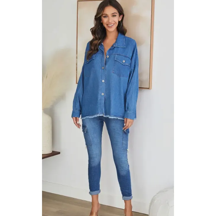 The Jenny Medium Wash Denim Shacket
