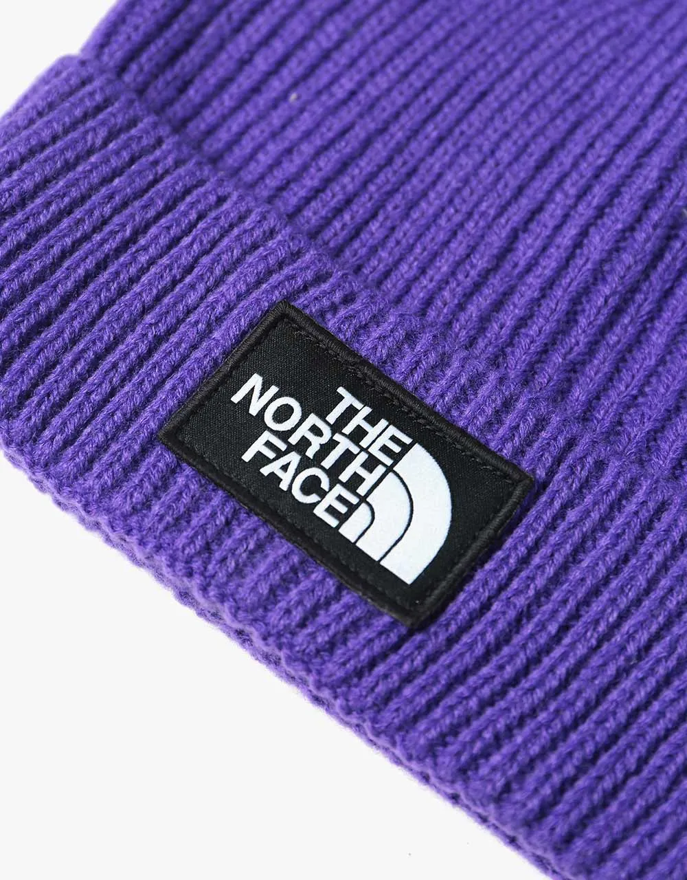 The North Face Logo Box Cuffed Beanie - Peak Purple