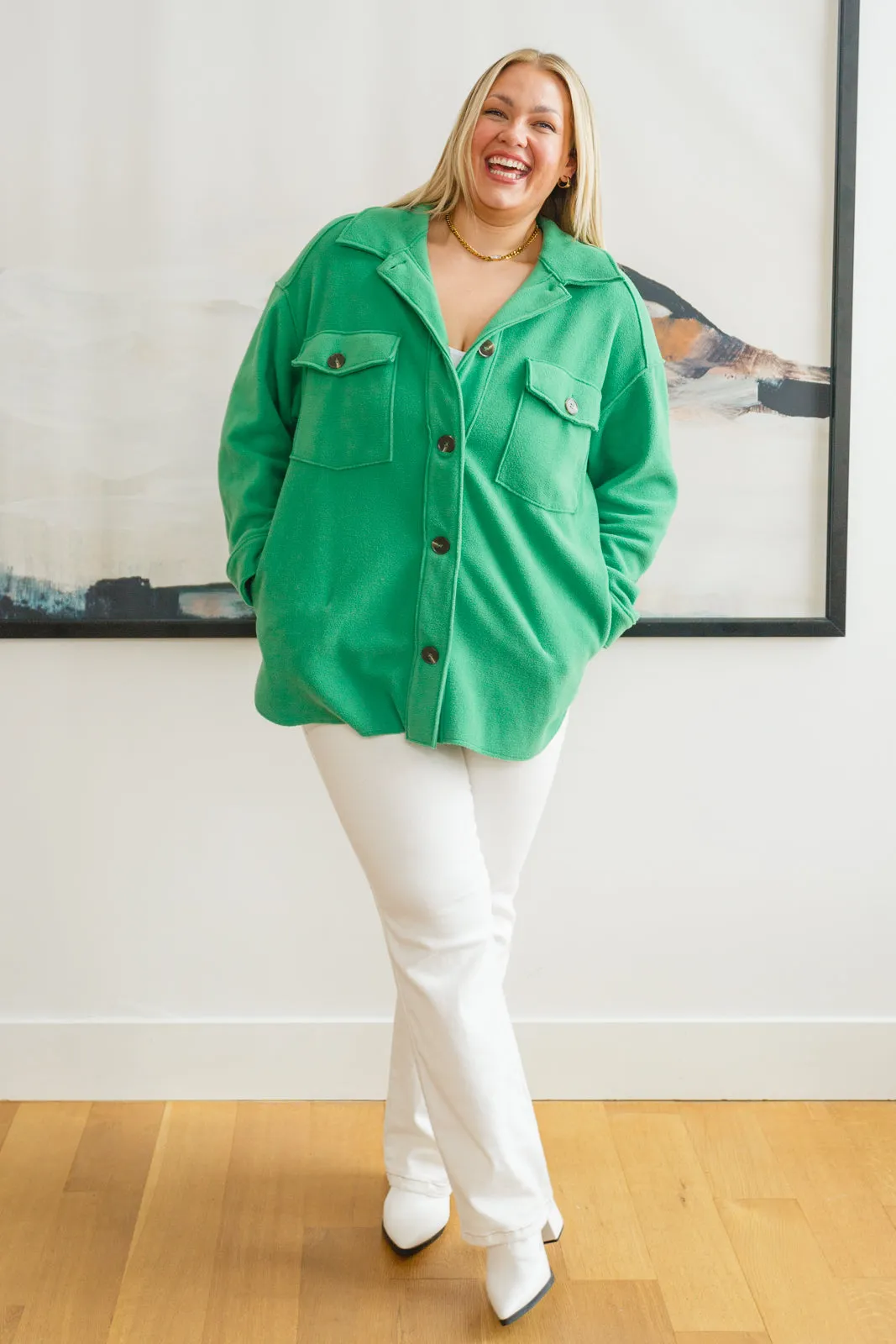 The Shamrock Green Fleece Shacket