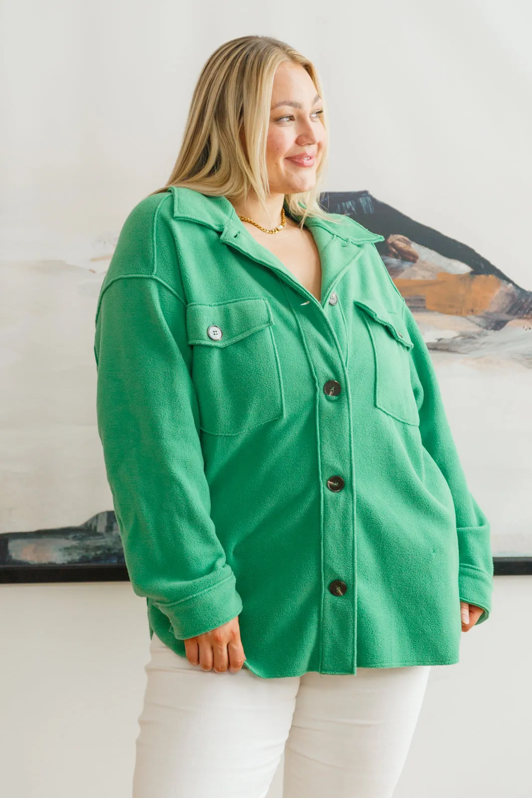 The Shamrock Green Fleece Shacket