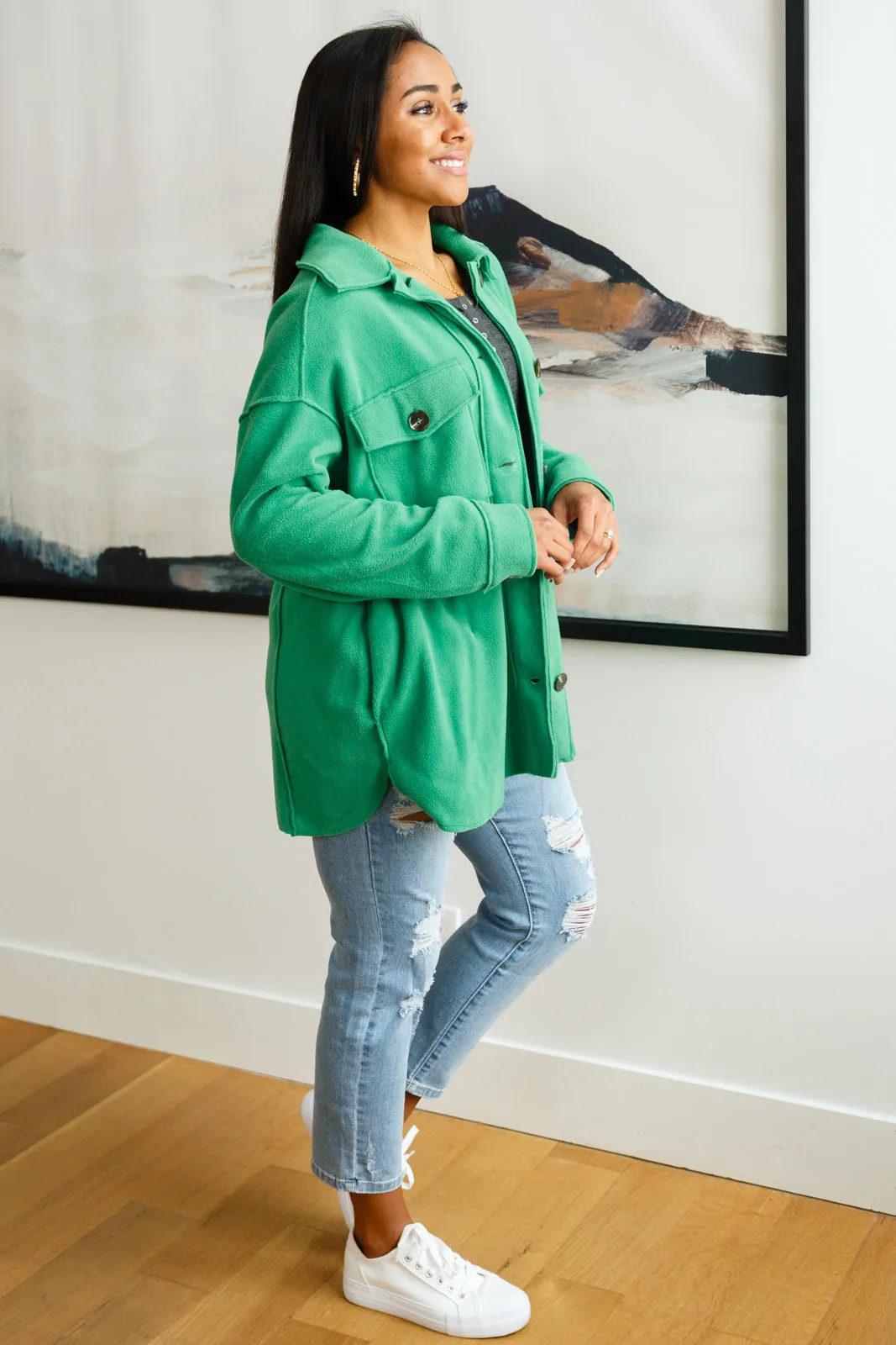 The Shamrock Green Fleece Shacket