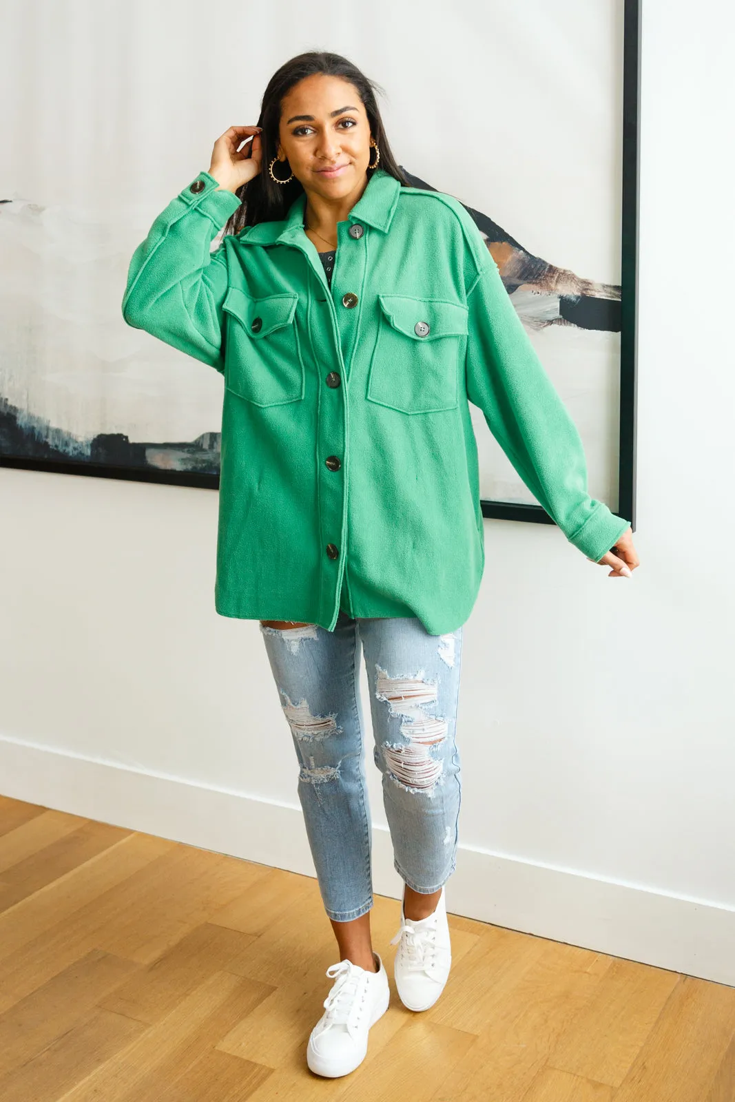 The Shamrock Green Fleece Shacket