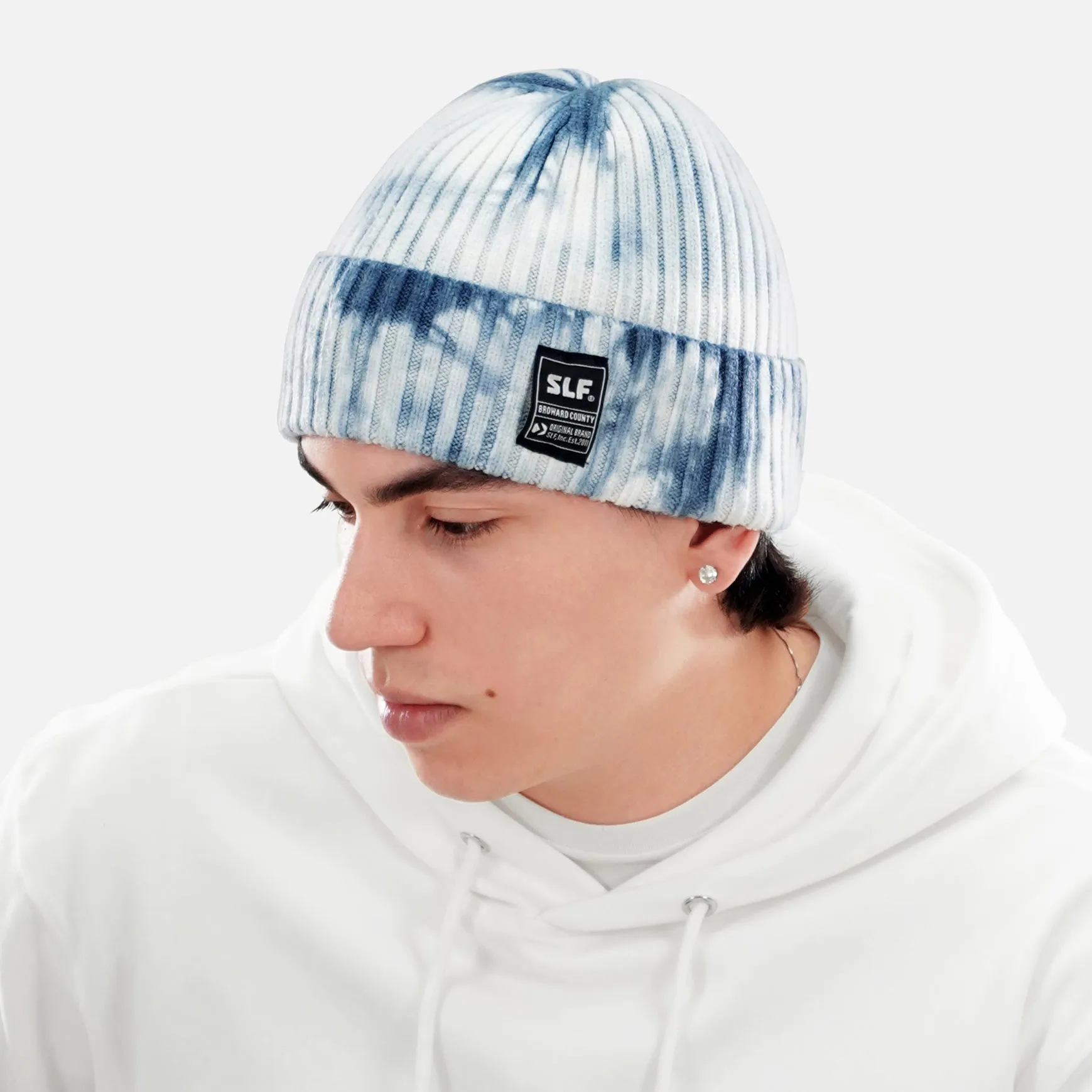Tie Dye Blue Knit Beanie