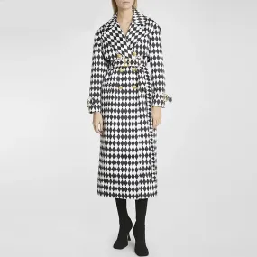 Trench Coat Plaid Double Breasted Belt Windbreaker