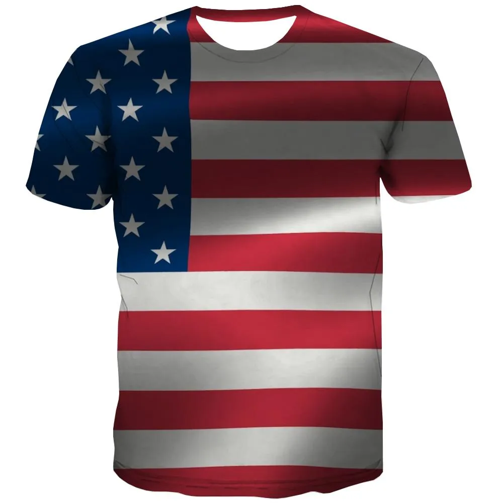 USA T-shirt Men Flag T-shirts Graphic Statue Tshirts Novelty Country Tshirt Printed