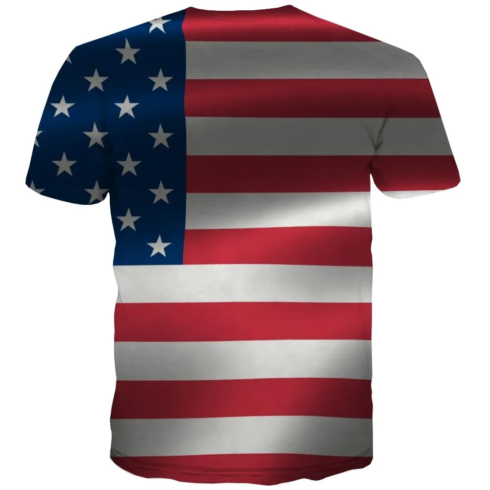 USA T-shirt Men Flag T-shirts Graphic Statue Tshirts Novelty Country Tshirt Printed