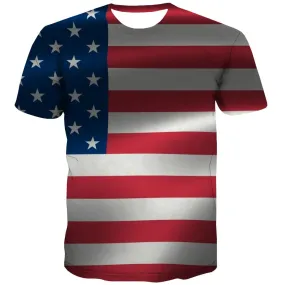 USA T-shirt Men Flag T-shirts Graphic Statue Tshirts Novelty Country Tshirt Printed