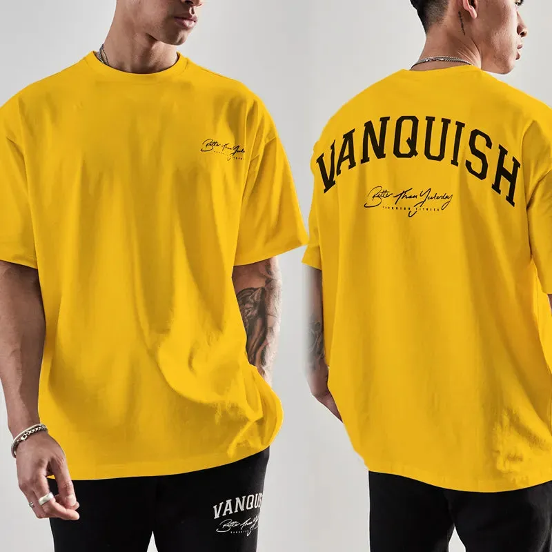 Vanquish Summer Streetwear Fashion T Shirt for Men-Short Sleeve Cotton Top