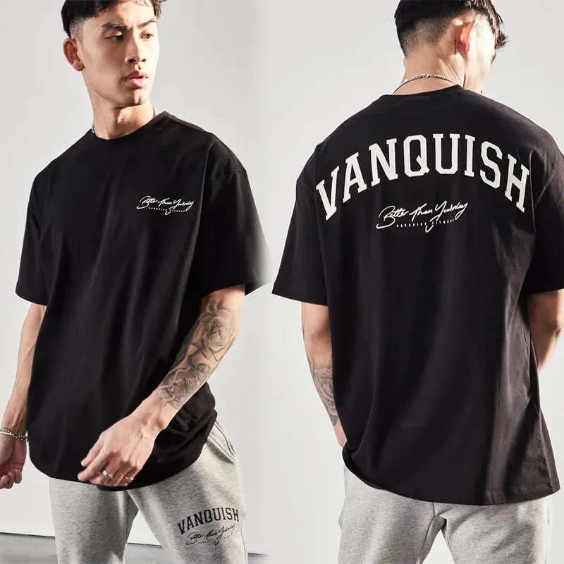 Vanquish Summer Streetwear Fashion T Shirt for Men-Short Sleeve Cotton Top