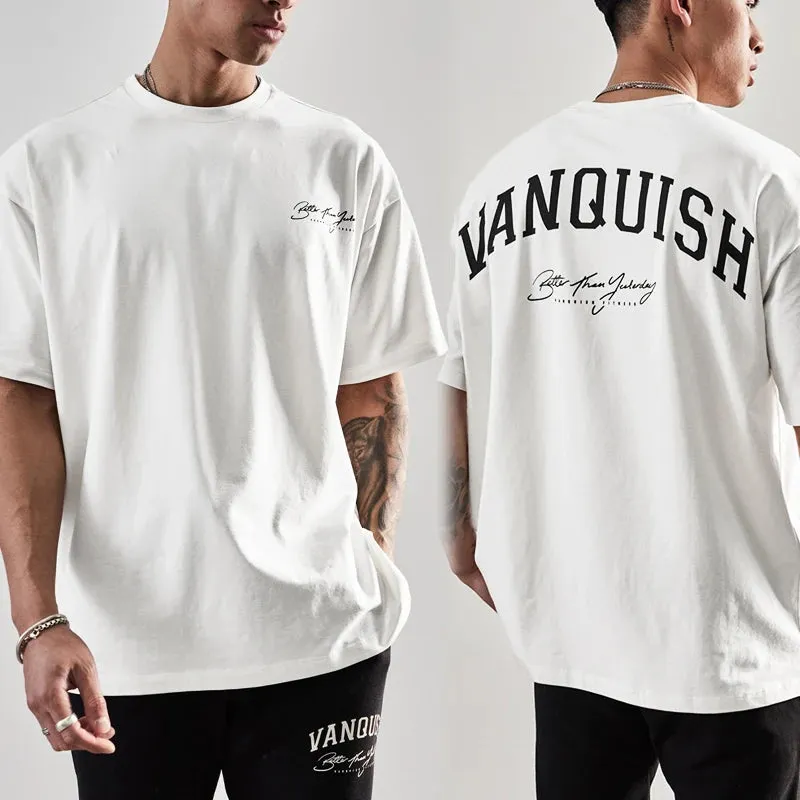 Vanquish Summer Streetwear Fashion T Shirt for Men-Short Sleeve Cotton Top