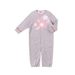 Vauva Baby Girls Flowers 2 Way Long Sleeves Bodysuit and Robe - Grey