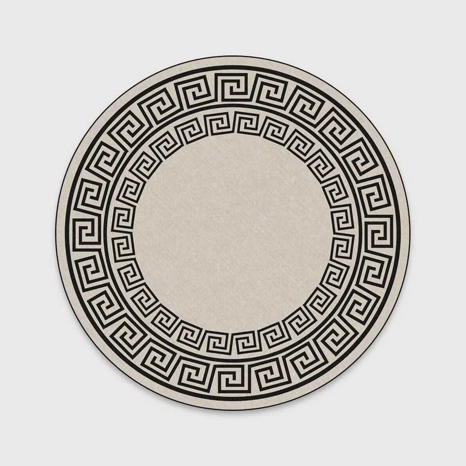 Versace Style Black and Gold Luxury Non-Slip Round  Rug Carpet