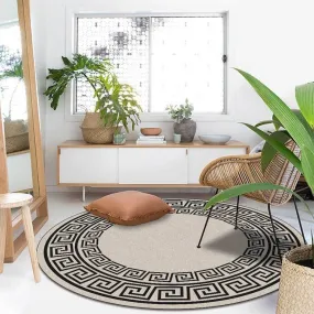 Versace Style Black and Gold Luxury Non-Slip Round  Rug Carpet