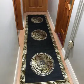 Versace Style Luxury Black and Gold Luxury Non-Slip Rug Carpet
