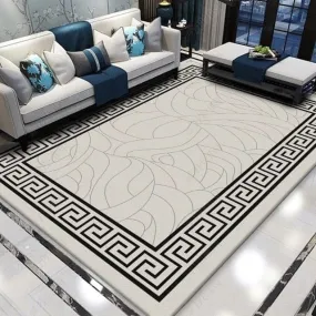 Versace Style Luxury Black and White  Non-Slip Rug Carpet