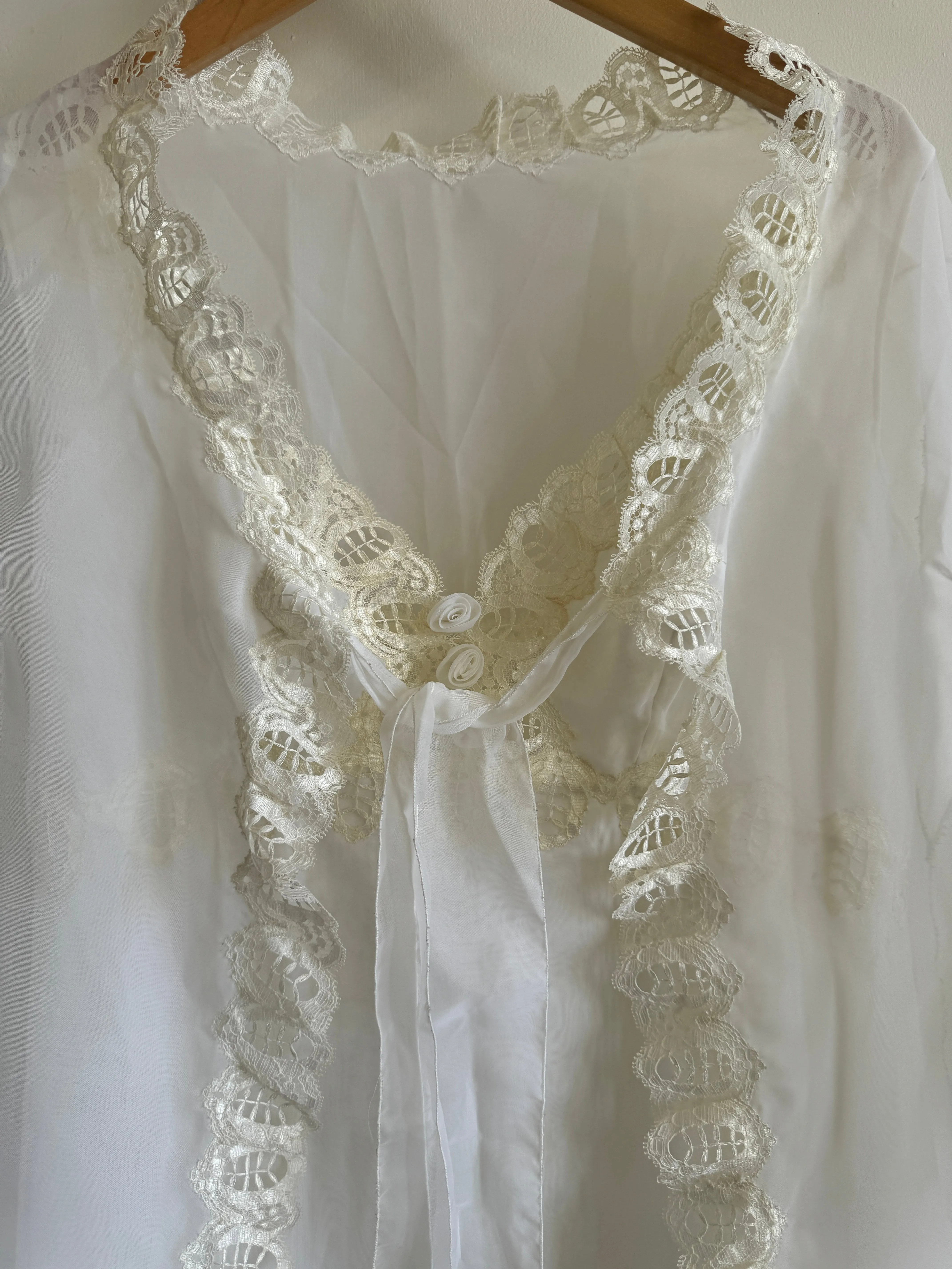 Vintage 60s Babydoll Peignoir Bridal Set Ivory