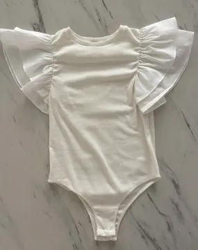 WHITE RUFFLE BODYSUIT