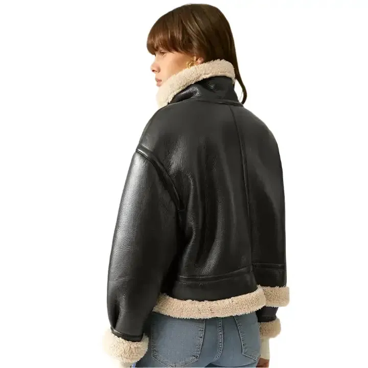 Women's B3 RAF Aviator Bomber Sheepskin Shearling Leather Jacket