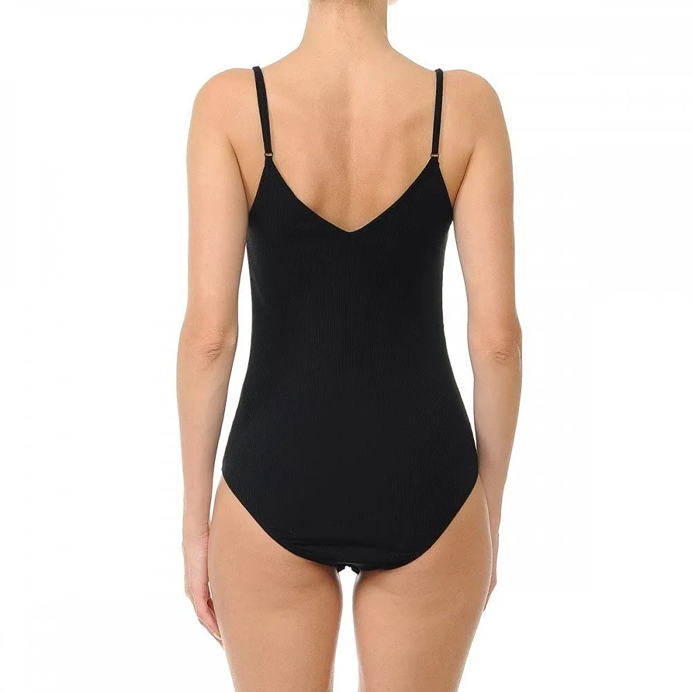 Womens-V Neck Ribbed Cami Spaghetti Strap Body Suit