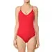 Womens-V Neck Ribbed Cami Spaghetti Strap Body Suit