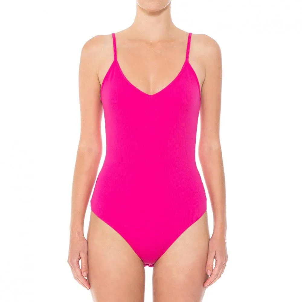 Womens-V Neck Ribbed Cami Spaghetti Strap Body Suit