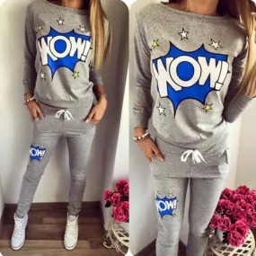 WOW 3d Cartoon  2 piece matching sweater track jogging pants casual set
