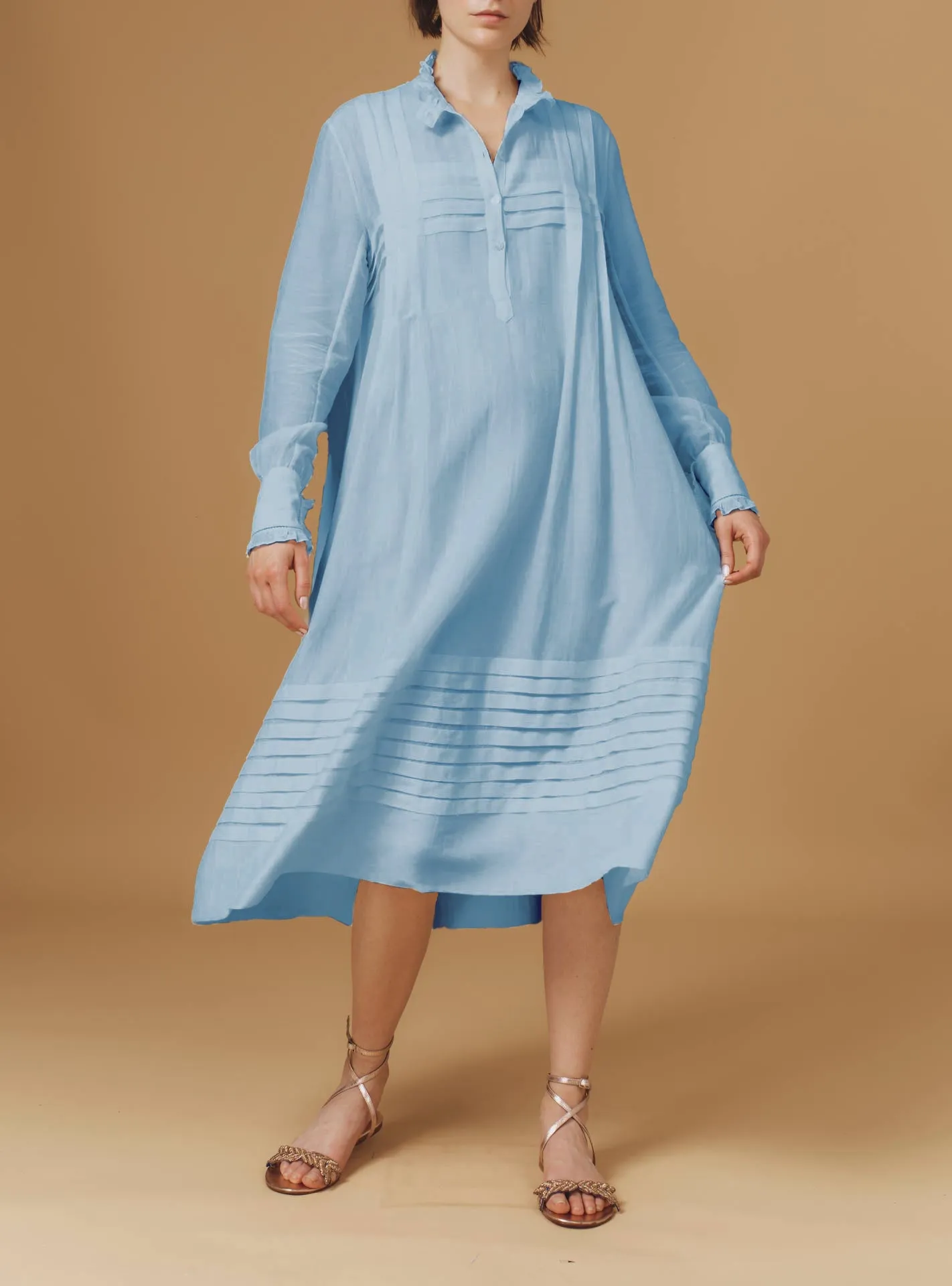 Zita dress - Optical Pleats -  Heaven Blue