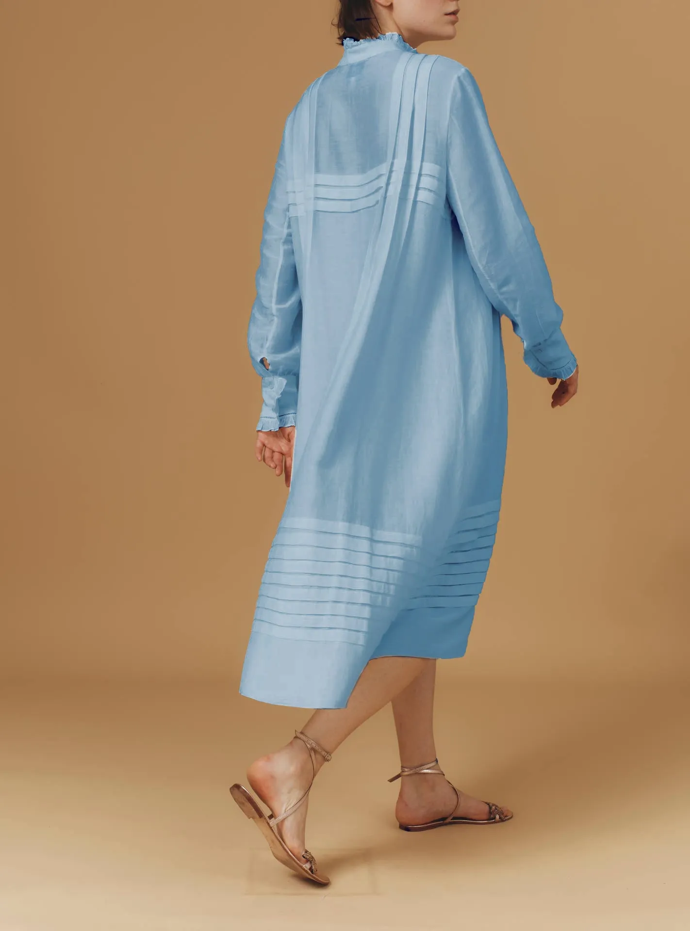 Zita dress - Optical Pleats -  Heaven Blue